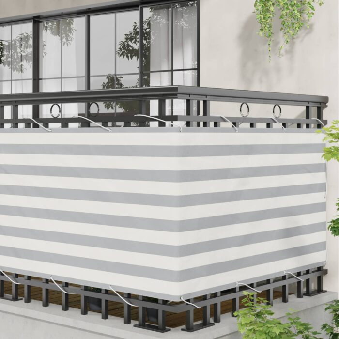Οθόνη Μπαλκονιού Ανοιχτό Γκρι και Λευκό 90 x 500 cm - Image 3