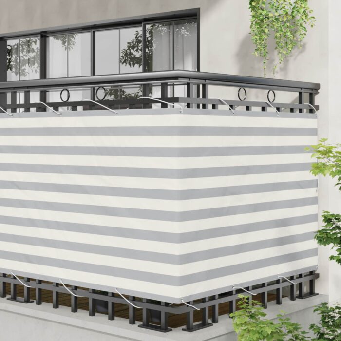 Οθόνη Μπαλκονιού Ανοιχτό Γκρι και Λευκό 120 x 300 cm - Image 3