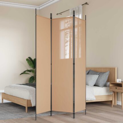vidaXL 3-Panel Room Divider Μπεζ 150 x 200 cm Ύφασμα