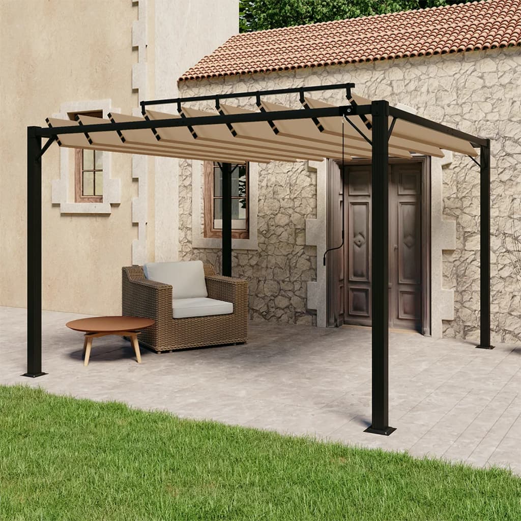 vidaXL Κιόσκι με Ανοιγόμενη Οροφή Taupe 3 x 3 μ. Ύφασμα και Αλουμίνιο vidaXL Κιόσκι με Ανοιγόμενη Οροφή Taupe 3 x 3 μ. Ύφασμα και Αλουμίνιο