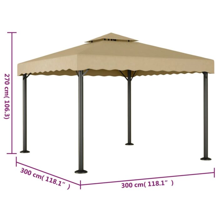 Κιόσκι Taupe 3 x 3 μ. από Αλουμίνιο και Ατσάλι - Image 4