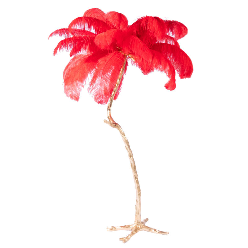 Supergreens Φωτιστικό Επιδαπέδιο ''Ostrich'' Κόκκινο/Χρυσό 170 εκ.