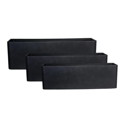 Supergreens Γλάστρα Ρητίνης Ορθογώνια "Linear Block" Μαύρη S 60x18x18 εκ.