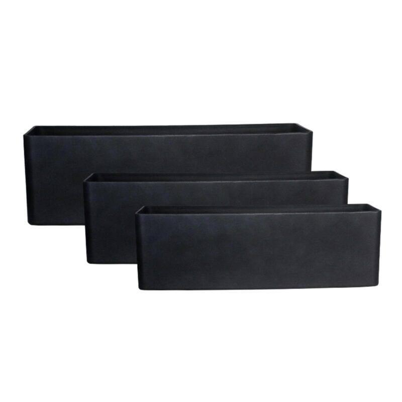 Supergreens Γλάστρα Ρητίνης Ορθογώνια "Linear Block" Μαύρη M 69x22x22 εκ.