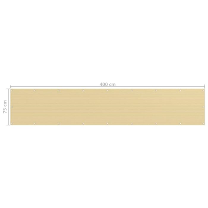 Διαχωριστικό Βεράντας Μπεζ 75 x 400 εκ. από HDPE - Image 5