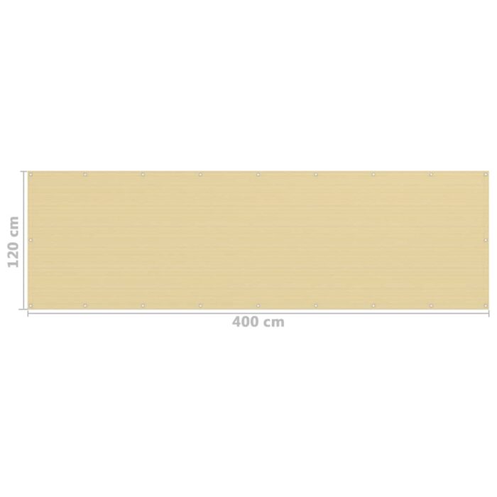 Διαχωριστικό Βεράντας Μπεζ 120 x 400 εκ. από HDPE - Image 5