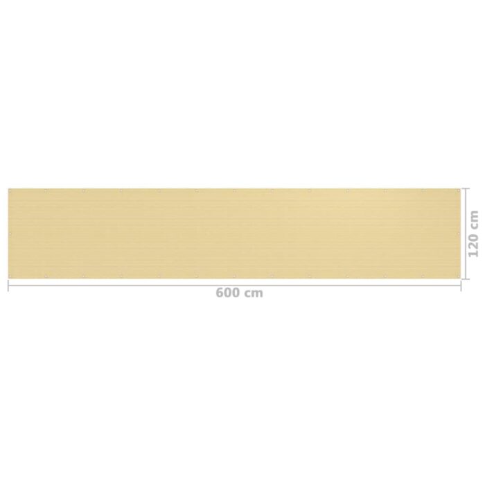 Διαχωριστικό Βεράντας Μπεζ 120 x 600 εκ. από HDPE - Image 5