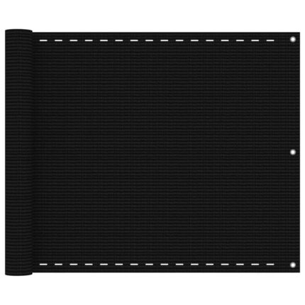 vidaXL Διαχωριστικό Βεράντας Μαύρο 75x300 εκ. από HDPE