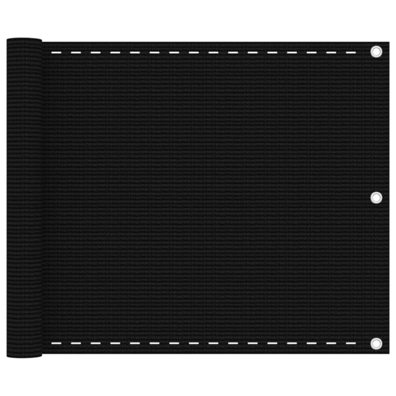 vidaXL Διαχωριστικό Βεράντας Μαύρο 75x600 εκ. από HDPE