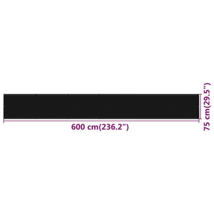 Διαχωριστικό Βεράντας Μαύρο 75x600 εκ. από HDPE - Image 5
