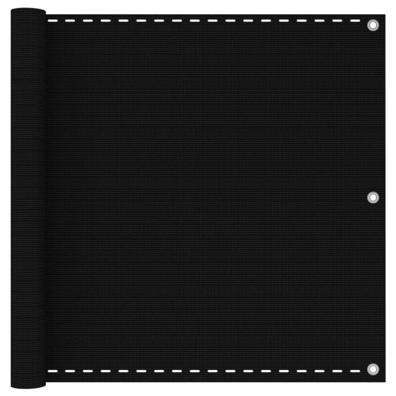 vidaXL Διαχωριστικό Βεράντας Μαύρο 90 x 500 εκ. από HDPE