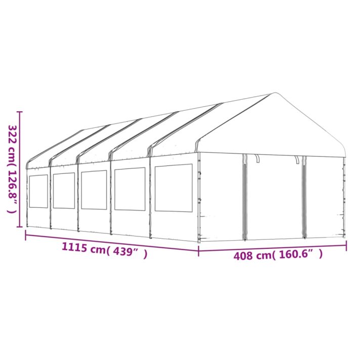 Κιόσκι με Τέντα Λευκό 11,15 x 4,08 x 3,22 μ. από Πολυαιθυλένιο - Image 7