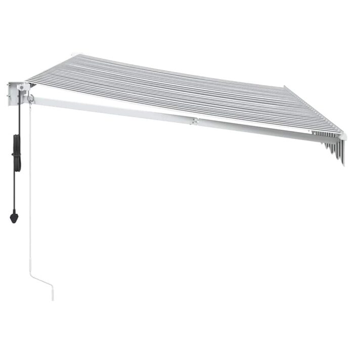 Τέντα Συρόμενη Ανθρακί και Λευκό 3,5x2,5 μ. από Ύφασμα και Αλουμίνιο - Image 4
