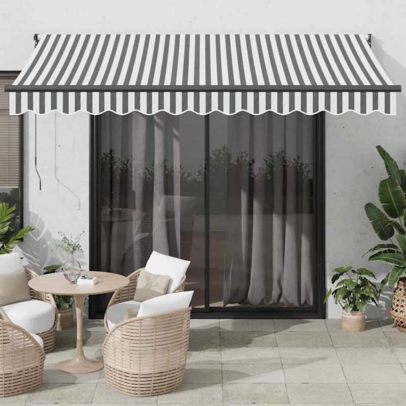 vidaXL Τέντα Συρόμενη Ανθρακί και Λευκό 3