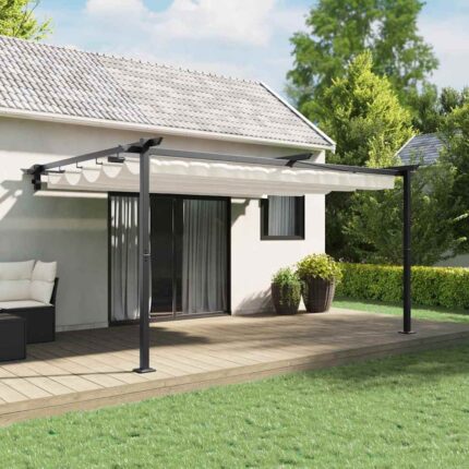 vidaXL Κιόσκι 400 x 300 x 200 εκ Κρεμ Πολυεστέρας