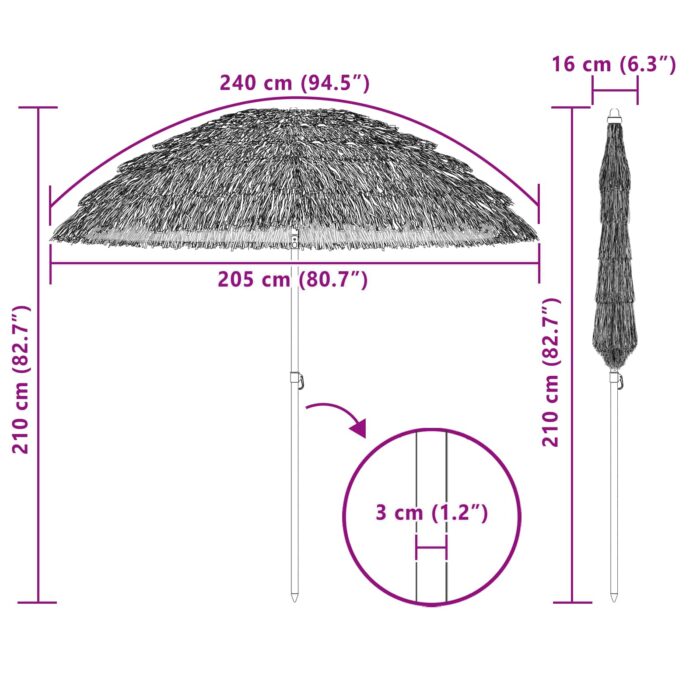Ομπρέλα Κήπου Φυσικό 205 x 205 x 210 εκ - Image 6