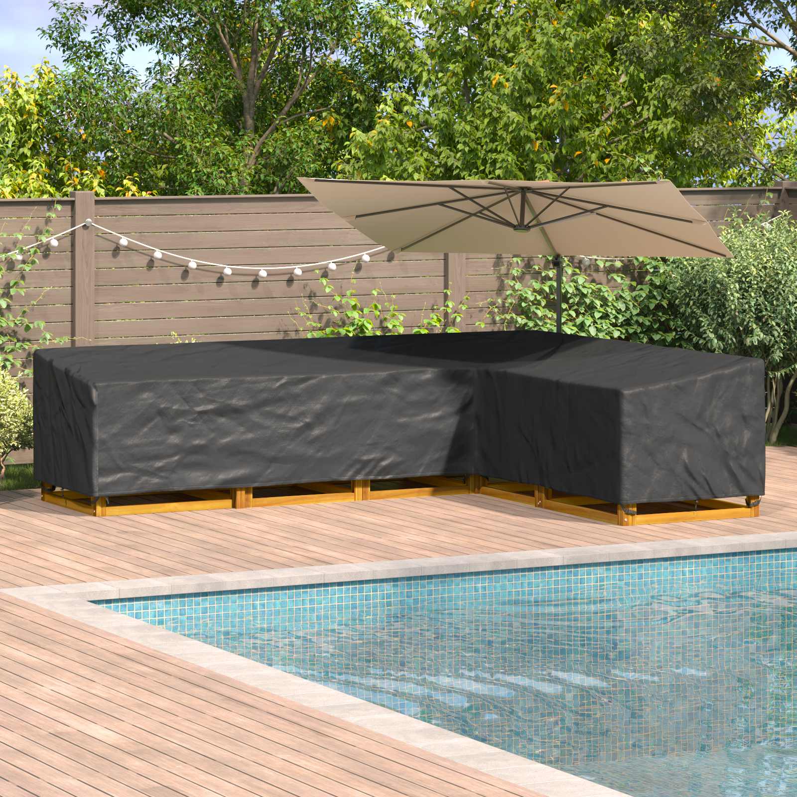 vidaXL Κάλυμμα επίπλων Μαύρο 355 x 275 x 80 εκ. Ύφασμα Oxford 420D vidaXL Κάλυμμα επίπλων Μαύρο 355 x 275 x 80 εκ. Ύφασμα Oxford 420D