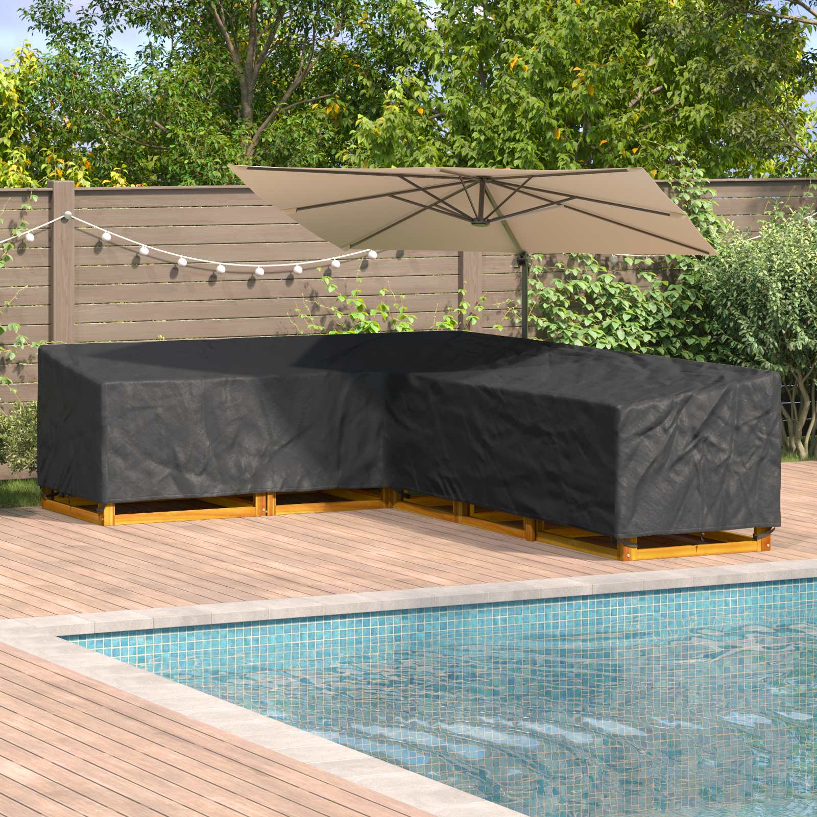 vidaXL Κάλυμμα επίπλων Μαύρο 355 x 275 x 80 εκ. Ύφασμα Oxford 420D vidaXL Κάλυμμα επίπλων Μαύρο 355 x 275 x 80 εκ. Ύφασμα Oxford 420D