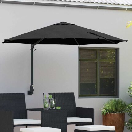 vidaXL Ομπρέλα Κήπου Μαύρο 248 x 248 x 148 εκ. Πολυεστέρας και Χάλυβας