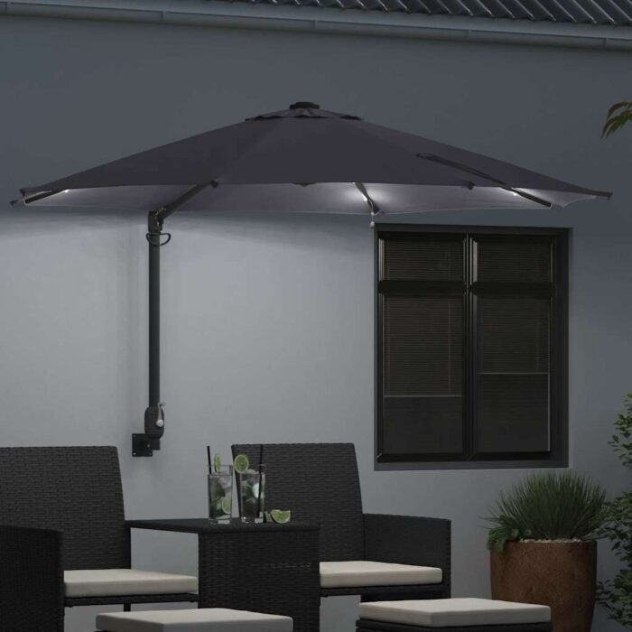 Ομπρέλα Κήπου με φώτα λωρίδας LED Ανθρακί 248 x 248 x 148 εκ. - Image 3
