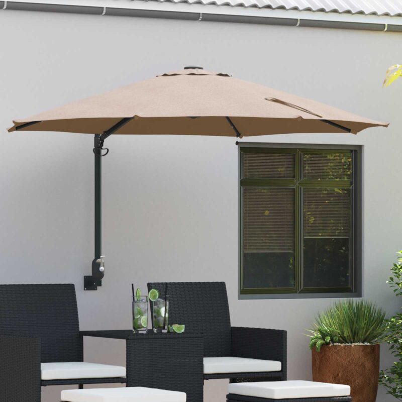 vidaXL Ομπρέλα Κήπου Taupe 248 x 248 x 148 εκ. Πολυεστέρας και Χάλυβας