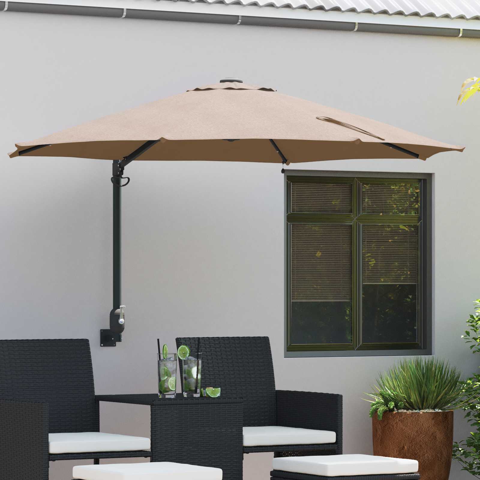 vidaXL Ομπρέλα Κήπου Taupe 248 x 248 x 148 εκ. Πολυεστέρας και Χάλυβας vidaXL Ομπρέλα Κήπου Taupe 248 x 248 x 148 εκ. Πολυεστέρας και Χάλυβας