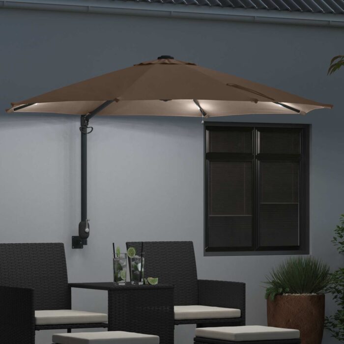 Ομπρέλα Κήπου Taupe 248 x 248 x 148 εκ. Πολυεστέρας και Χάλυβας - Image 3
