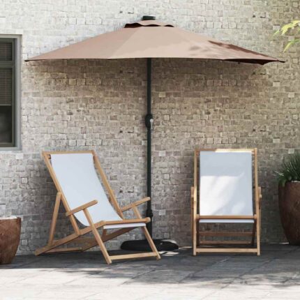 vidaXL Ομπρέλα Κήπου Taupe 294 x 150 x 223 εκ Πολυεστέρας και Χάλυβας