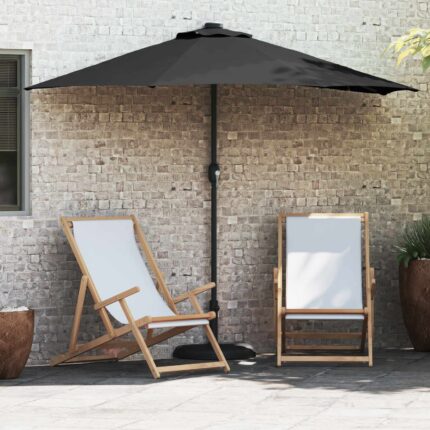 vidaXL Ομπρέλα Κήπου Μαύρο 294 x 150 x 224 εκ Πολυεστέρας και Χάλυβας