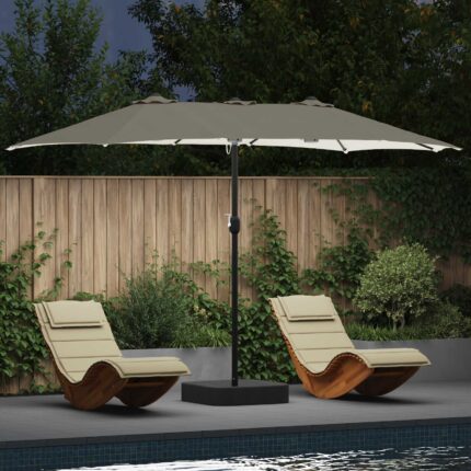 vidaXL Ομπρέλα Κήπου Άμμος και Ανθρακί 385 x 209 x 244 εκατοστά