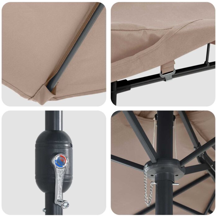 Ομπρέλα Κήπου Taupe 385 x 209 x 244 εκατοστά Πολυεστέρας - Image 7