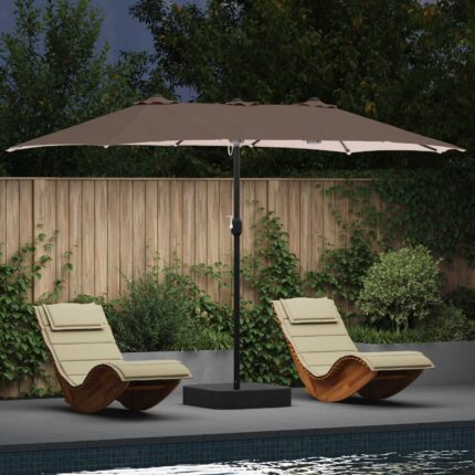 vidaXL Ομπρέλα Κήπου Taupe 385 x 209 x 244 εκατοστά Πολυεστέρας