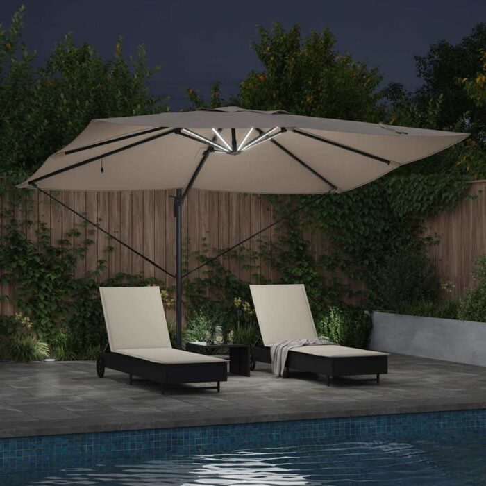 Ομπρέλα ηλίου με φώτα λωρίδας LED Taupe 352 x 251 x 265 εκ. - Image 4