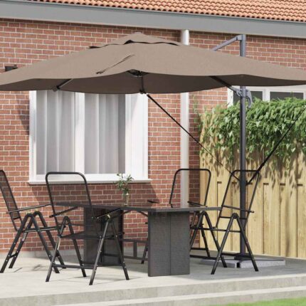 vidaXL Ομπρέλα ηλίου Taupe 351 x 250 x 260 εκ