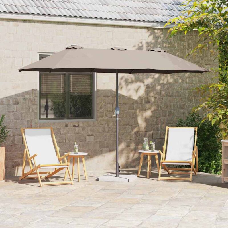 vidaXL Ομπρέλα Κήπου Taupe 370 x 197 x 239 εκ.