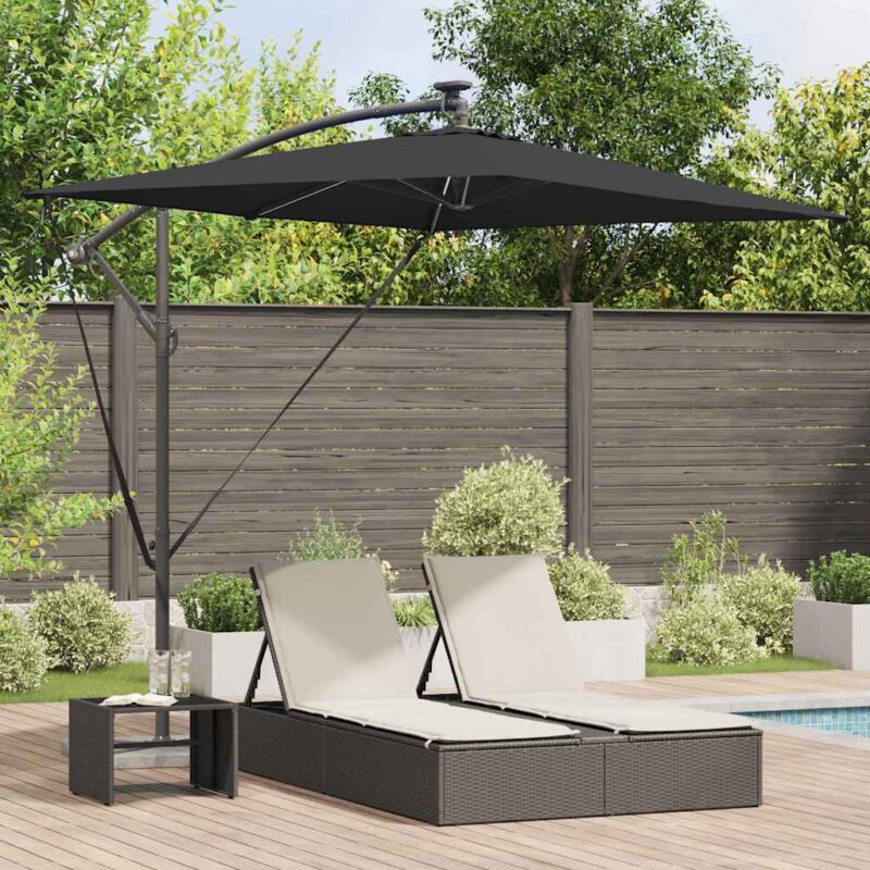 vidaXL Ομπρέλα ηλίου με φώτα λωρίδας LED Μαύρο 294 x 200 x 270 εκ