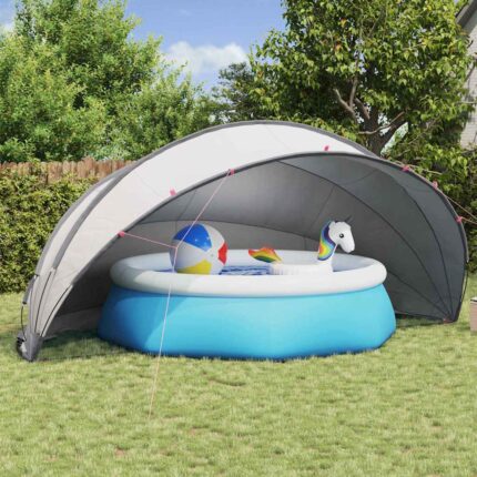 vidaXL Θόλος πισίνας Γκρι και Πορτοκαλί 546 x 516 x 250 εκ.