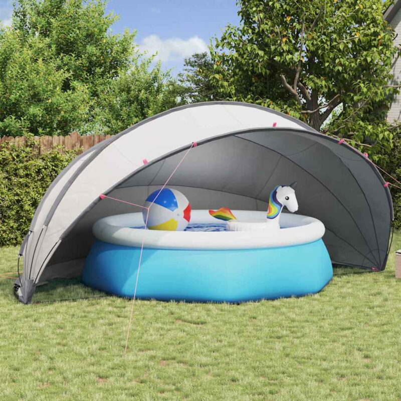 vidaXL Θόλος πισίνας Γκρι και Πορτοκαλί 546 x 516 x 250 εκ.
