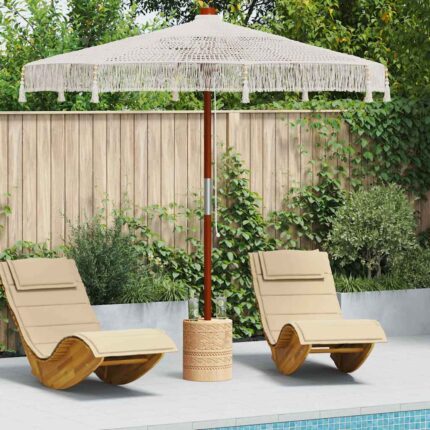 vidaXL Παράσολα Μακραμέ Κρεμ 252.5 x 252.5 x 260 εκ.