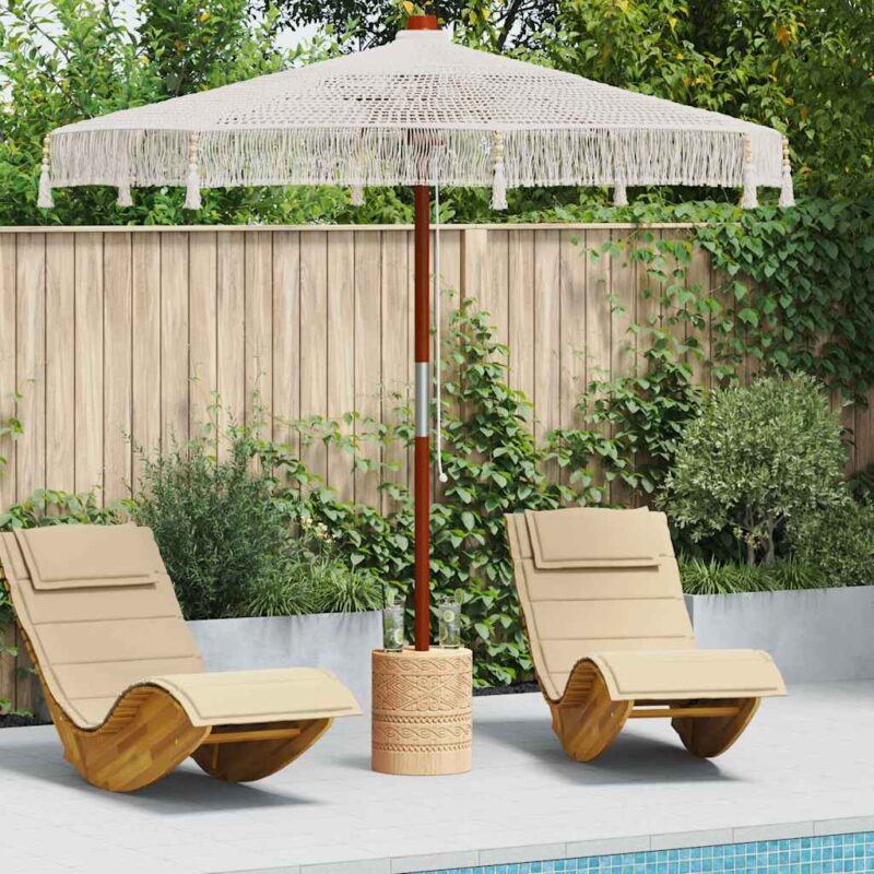 vidaXL Παράσολα Μακραμέ Κρεμ 252.5 x 252.5 x 260 εκ.