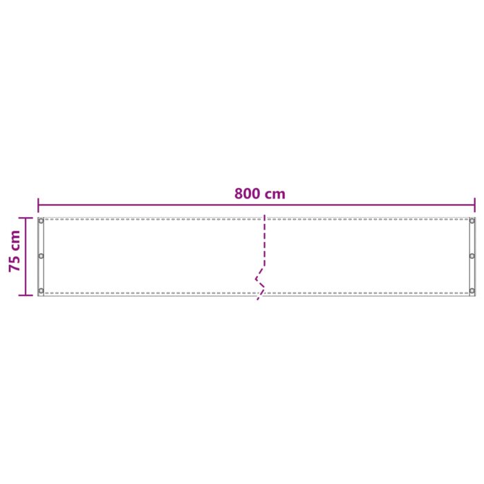 Οθόνη Μπαλκονιού Λευκό 75 x 800 cm HDPE και Αλουμίνιο - Image 5