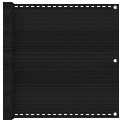vidaXL Οθόνη Μπαλκονιού Μαύρο 75 x 700 cm HDPE και Αλουμίνιο