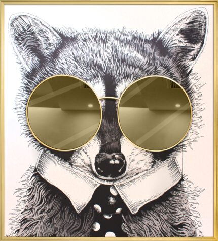 Supergreens Πίνακας "Racoon Thug Life" με Xρυσό καθρέφτη MDF/Καμβάς 118x130 εκ.