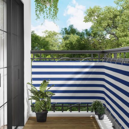 vidaXL Οθόνη Μπαλκονιού Μπλε και άσπρο 100 x 800 cm Ύφασμα Όξφορντ