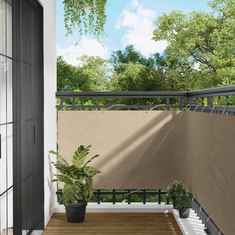 vidaXL Οθόνη Μπαλκονιού Μπεζ 100 x 400 cm Ύφασμα Όξφορντ