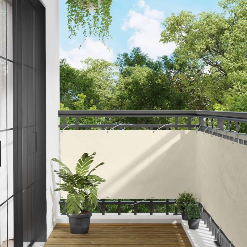 vidaXL Οθόνη Μπαλκονιού Κρεμ 75 x 200 cm Ύφασμα Όξφορντ