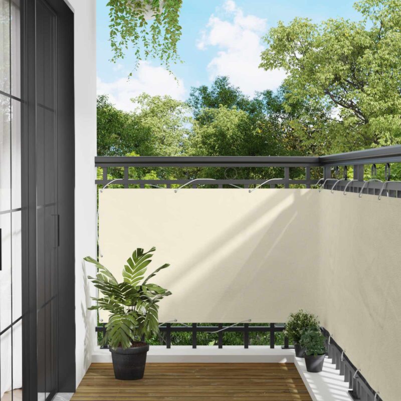 vidaXL Οθόνη Μπαλκονιού Κρεμ 100 x 400 cm Ύφασμα Όξφορντ