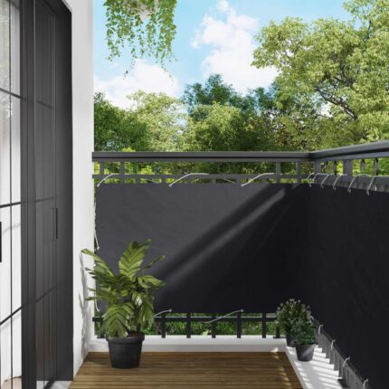 vidaXL Οθόνη Μπαλκονιού Μαύρο 100 x 400 cm Ύφασμα Όξφορντ